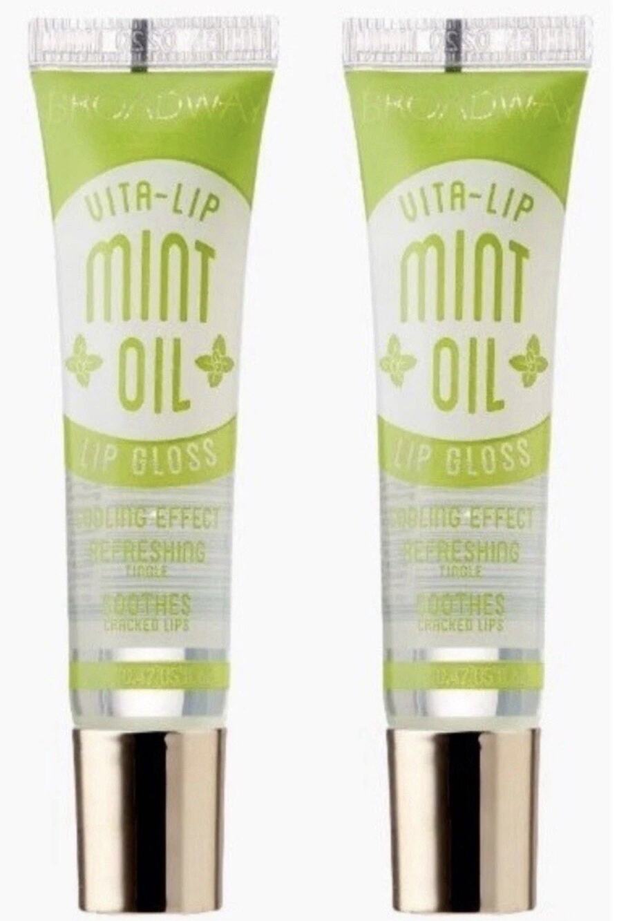 2 X BROADWAY VITA-LIP CLEAR LIP GLOSS Mint OIL 14 ML/0.47 OZ